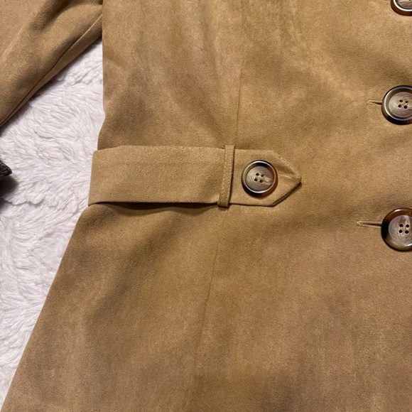 Vintage 90’s Perceptions Cropped Trench Style Jacket Size 14 tan brown blazer - Picture 8 of 9